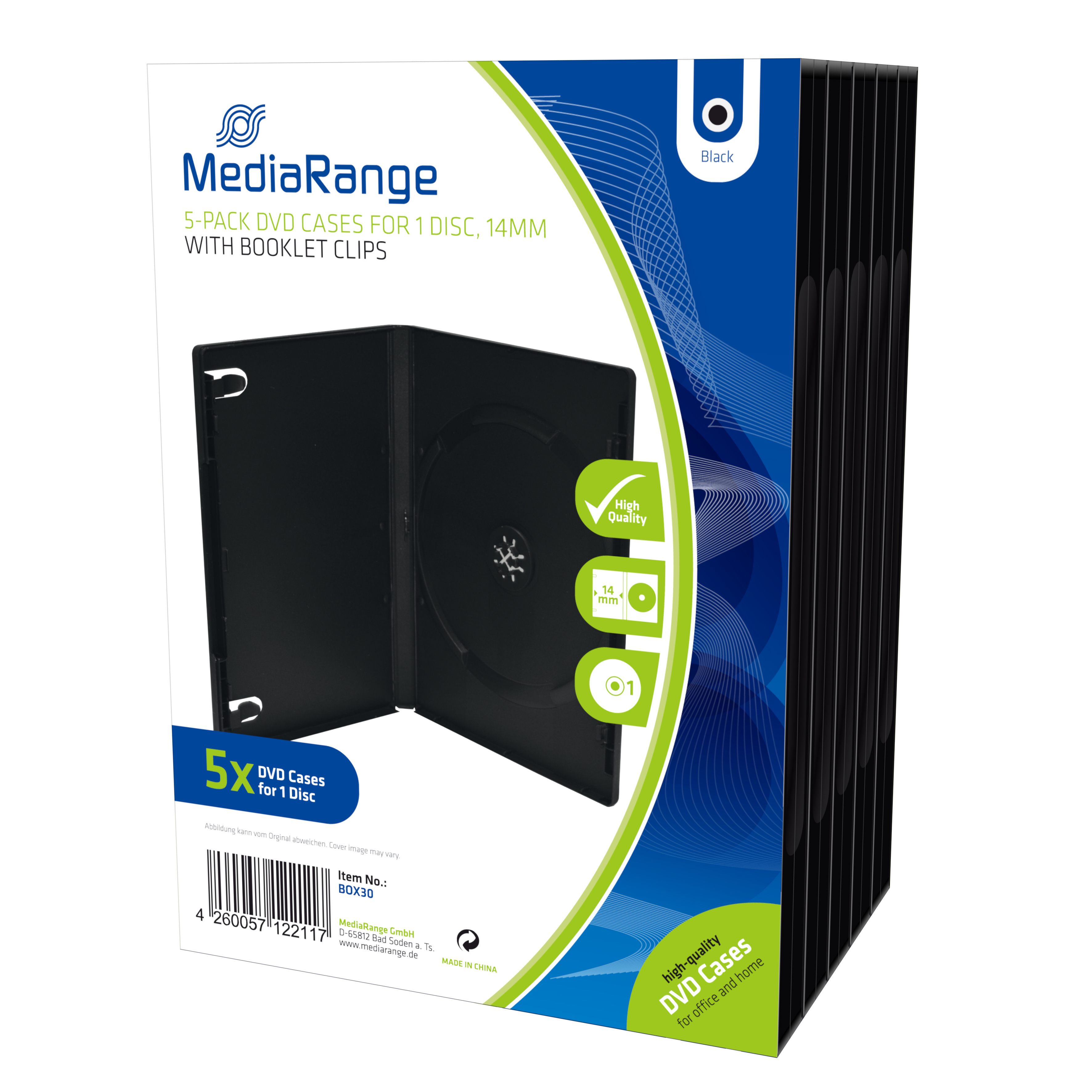 MediaRange 1er CDDVDHüllen schwarz, 5 St