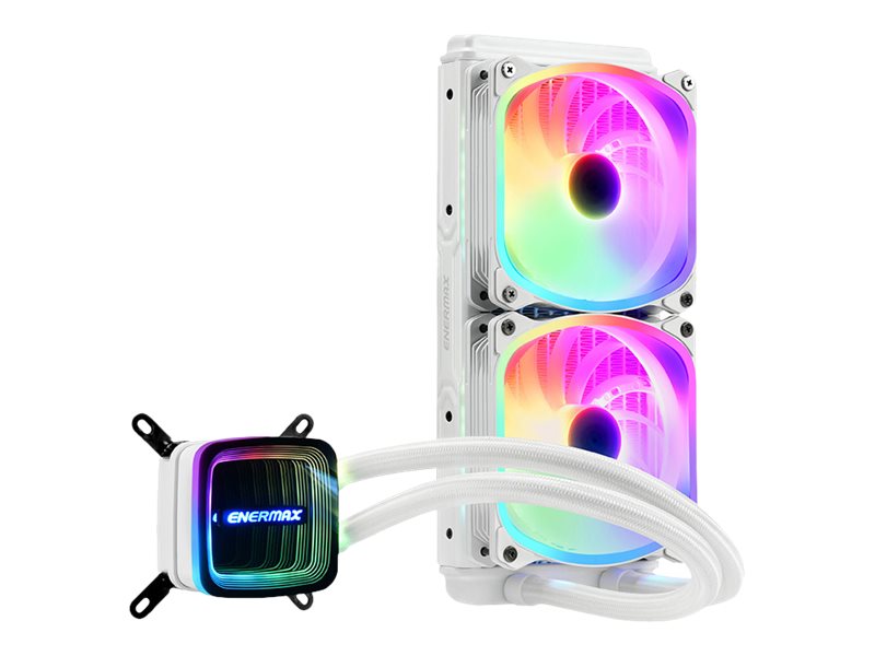 ENERMAX AQUAFUSION ADV ARGB Snow White 240 AIO CPU Wasserkuehlung Intel LGA1700 AM5 Ready,250W+ TDP 2x 240mm PWM SquA RGB-Luefter