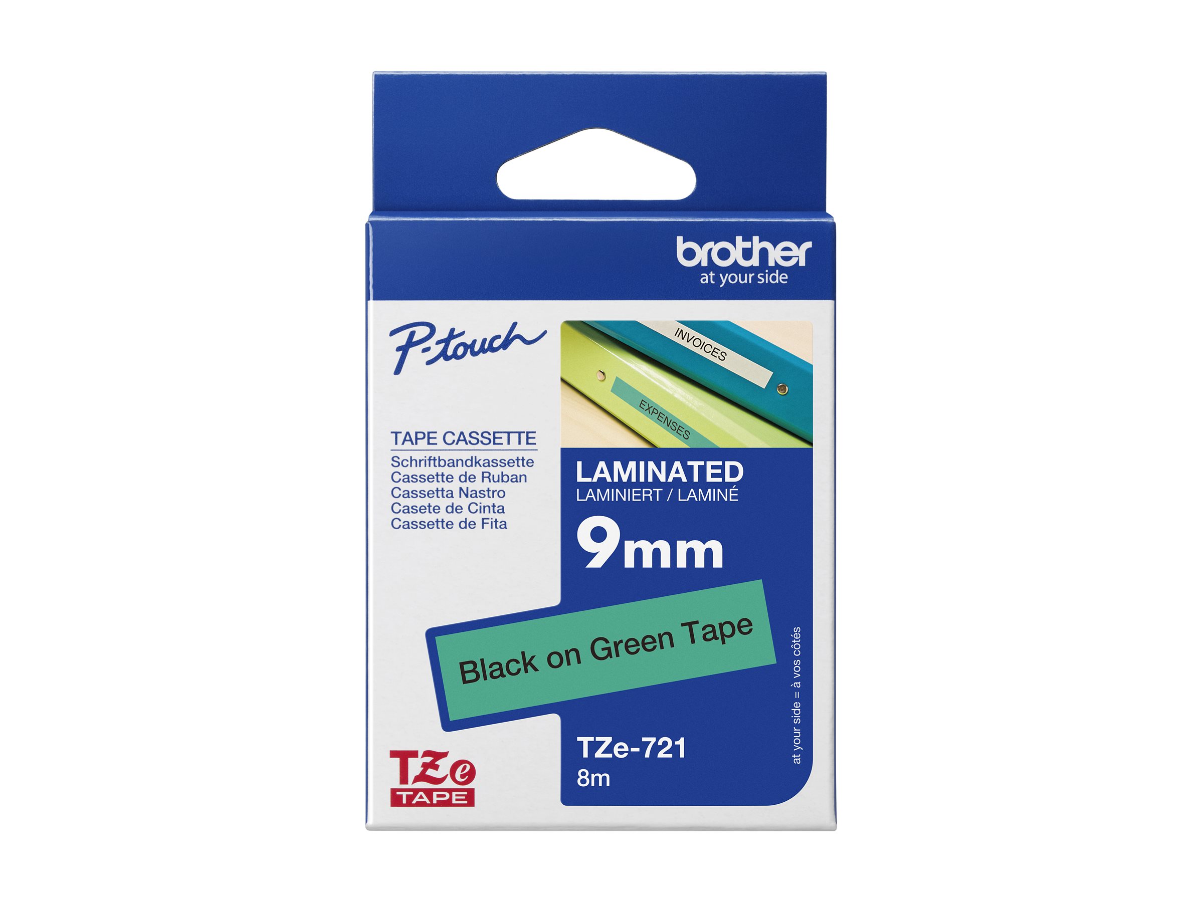 brother Schriftband TZe721 TZE721, 9 mm, schwarz auf grün, 1 St