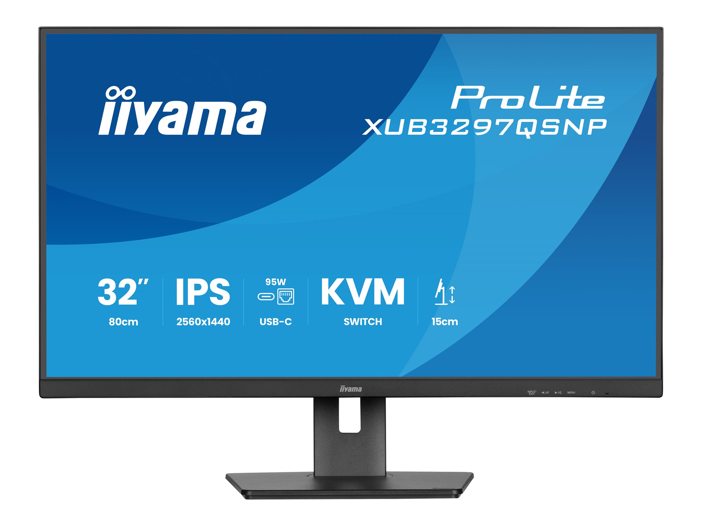 IIYAMA XUB3297QSNP-B1 81,28cm 32Zoll IPS-panel 2560x1440 350cd/m USB-C Dock LAN/95W PD/DP-OUT KVM USB 3x3.2+1xC 1ms
