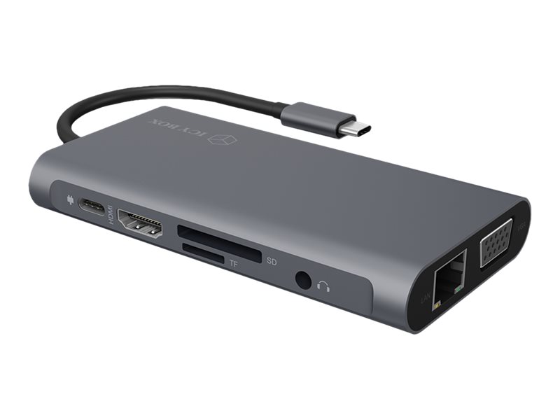 ICY BOX mobile Type-C DockingStation IB-DK4040-CPD 3x USB A 1xType-C mit Power Delivery HDMI und VGA HDMI bis zu 3840x2160 30 Hz ICY BOX mobile Type-C DockingStation IB-DK4040-CPD 3x USB A 1xType-C mit Power Delivery HDMI und VGA HDMI bis zu 3840x2160 30 Hz