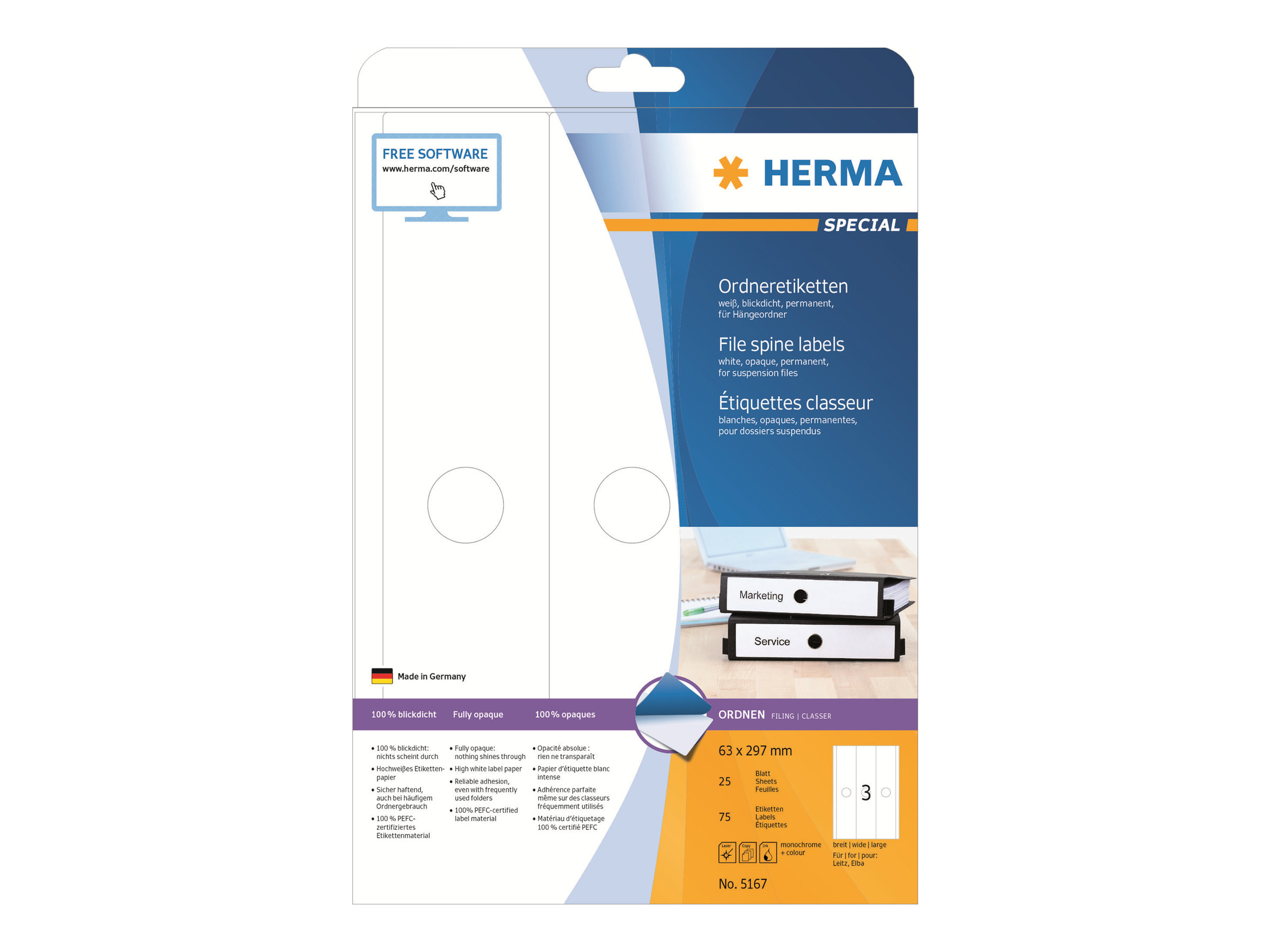 75 HERMA Haengeordneretiketten 5167 weiss 75 HERMA Haengeordneretiketten 5167 weiss