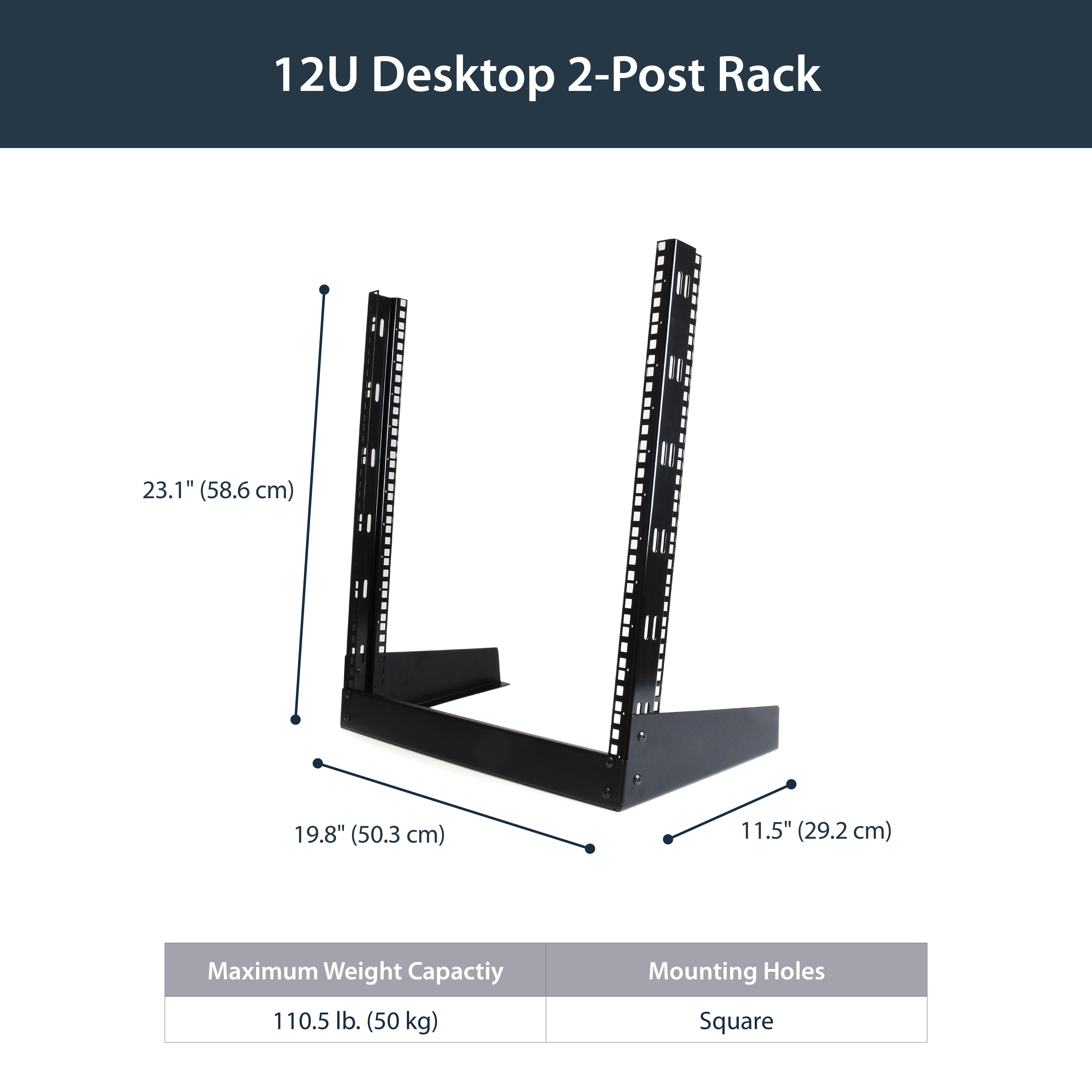STARTECH.COM 12U 19in Desktop Open Frame 2 Post Rack