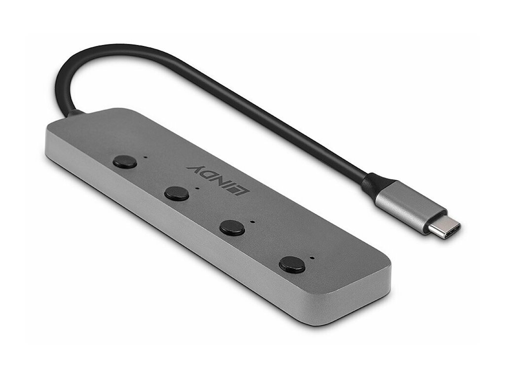 LINDY 4 Port USB 3.2 Typ C Hub mit Ein-/Ausschalter