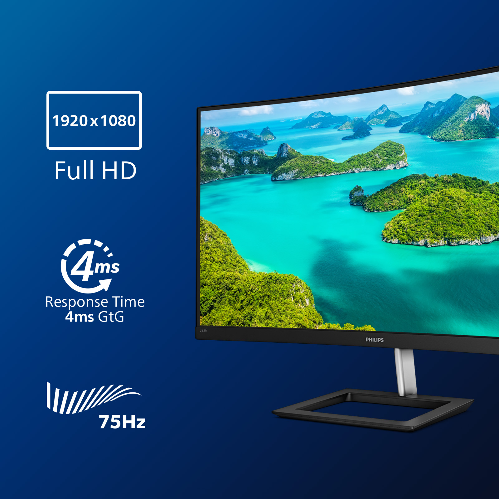 81,3cm32 1920x1080 Philips Eline 322E1C Curved 169 4ms HDMI VGA DisplayPort VESA Full HD Black Silver