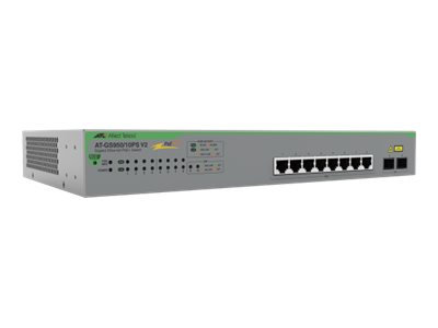 ALLIED Gigabit webSmart switch 8x 101001000T PoE 2x SFP Ports and single fixed PSU EU Power Code