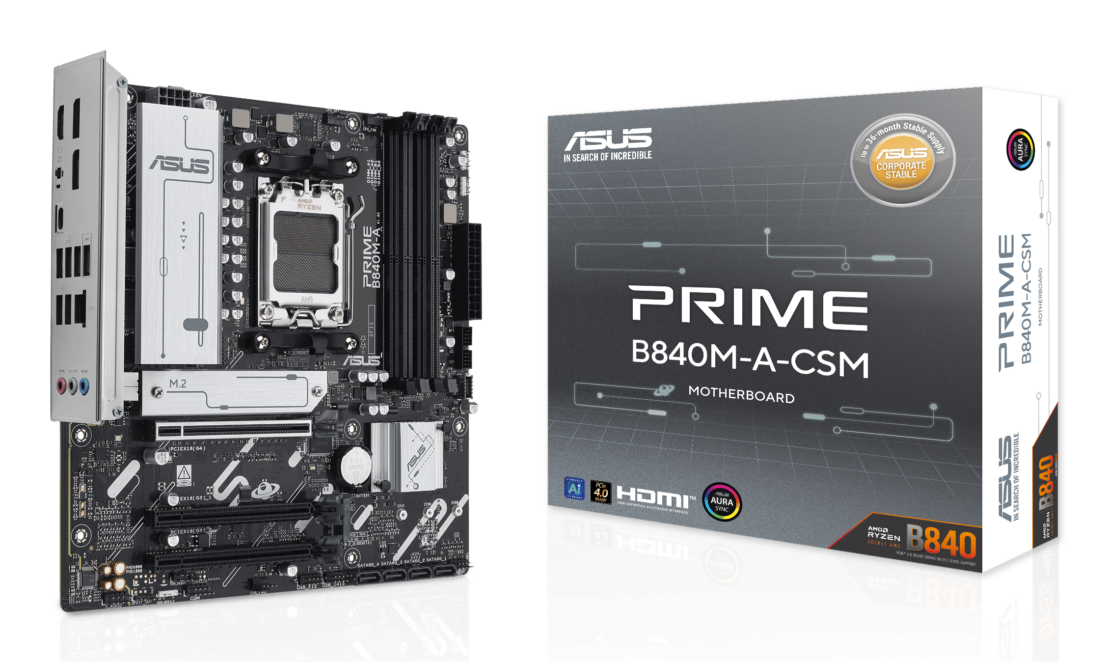 ASUS PRIME B840MACSM AM5 DDR5 micro ATX MB 1xHDMI 2xDP 3xM2 4xSATA