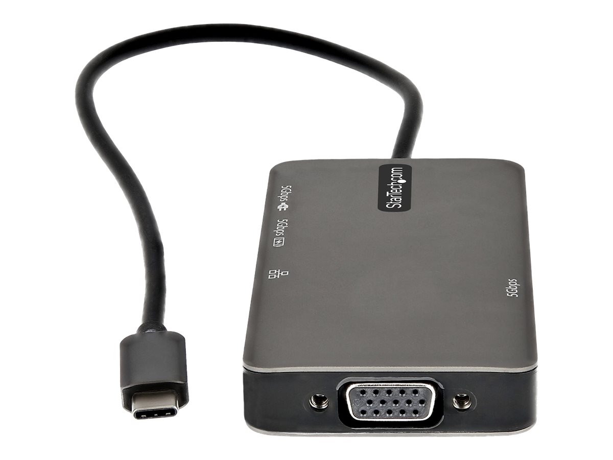 STARTECH.COM USB-C Multiport Adapter - USB-C auf 4K HDMI oder VGA Mini Dock 100W PD Passthrough 3x USB 3.0 GbE 30cm Kabel