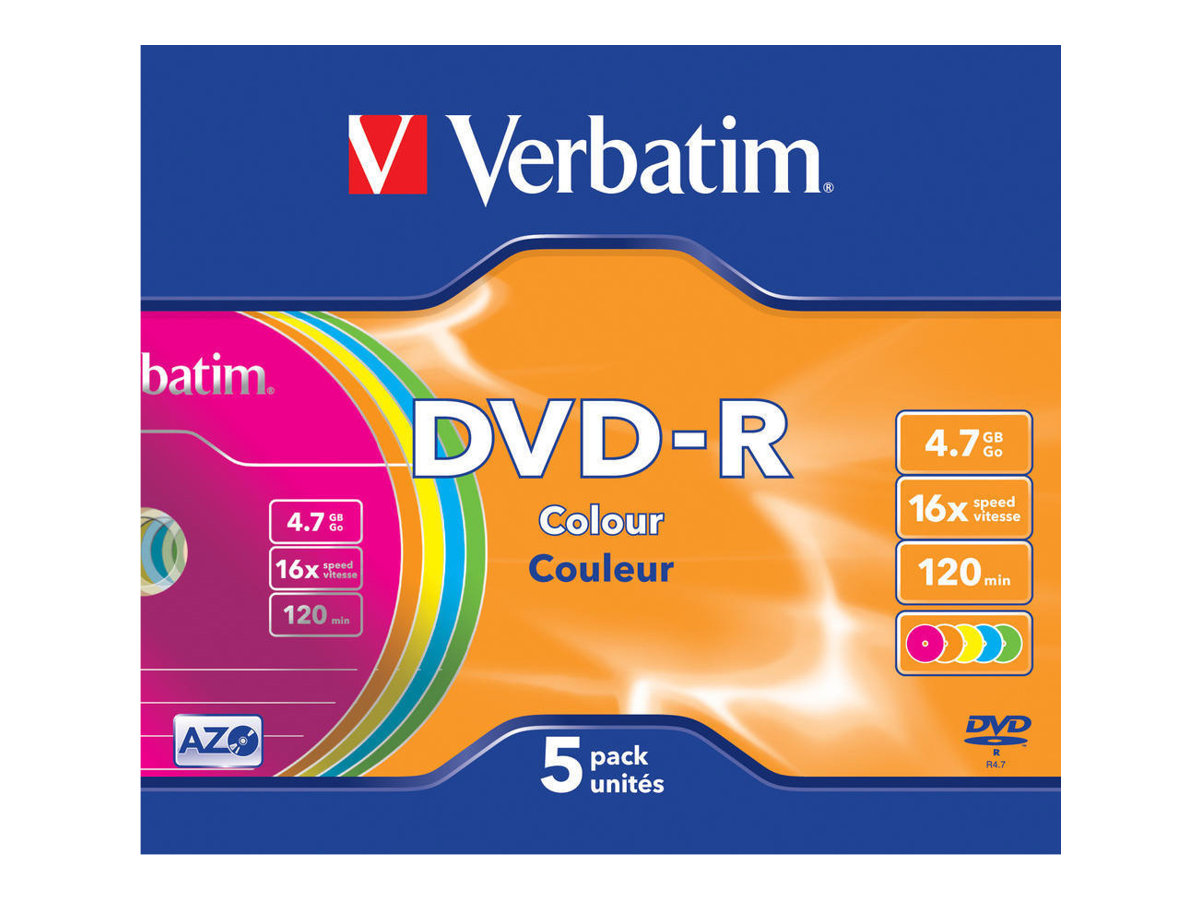 DVD-R  Verbatim 4,7GB  5pcs Slim J. Colour 16x