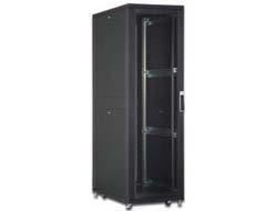 DIGITUS Serverschrank 48,3cm 19Zoll 42HE schwarz RAL9005 1970x600x1000mm perforierte Tuer inkl.28x Montageschrauben-Set bis 1000 Kg