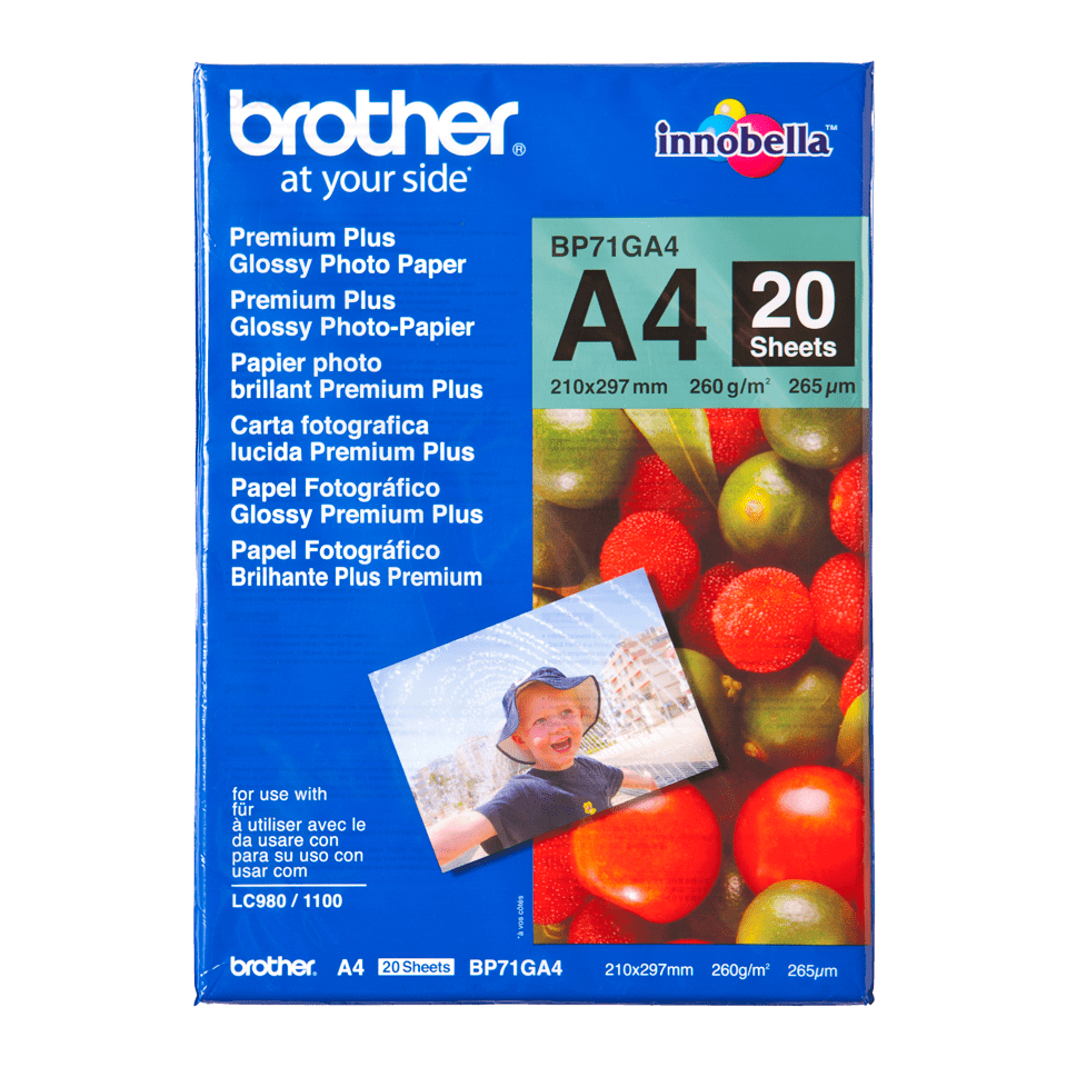 brother Fotopapier BP71GA4 DIN A4 glänzend 260 gqm 20 Blatt