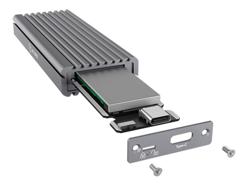 ICY BOX externes Gehaeuse fuer NVME M.2  IB-1817M-C31 M.2 SSD mit USB3.1 Type-C bis zu 10Gbits M-Key mit Schreibschutz + Coolpad