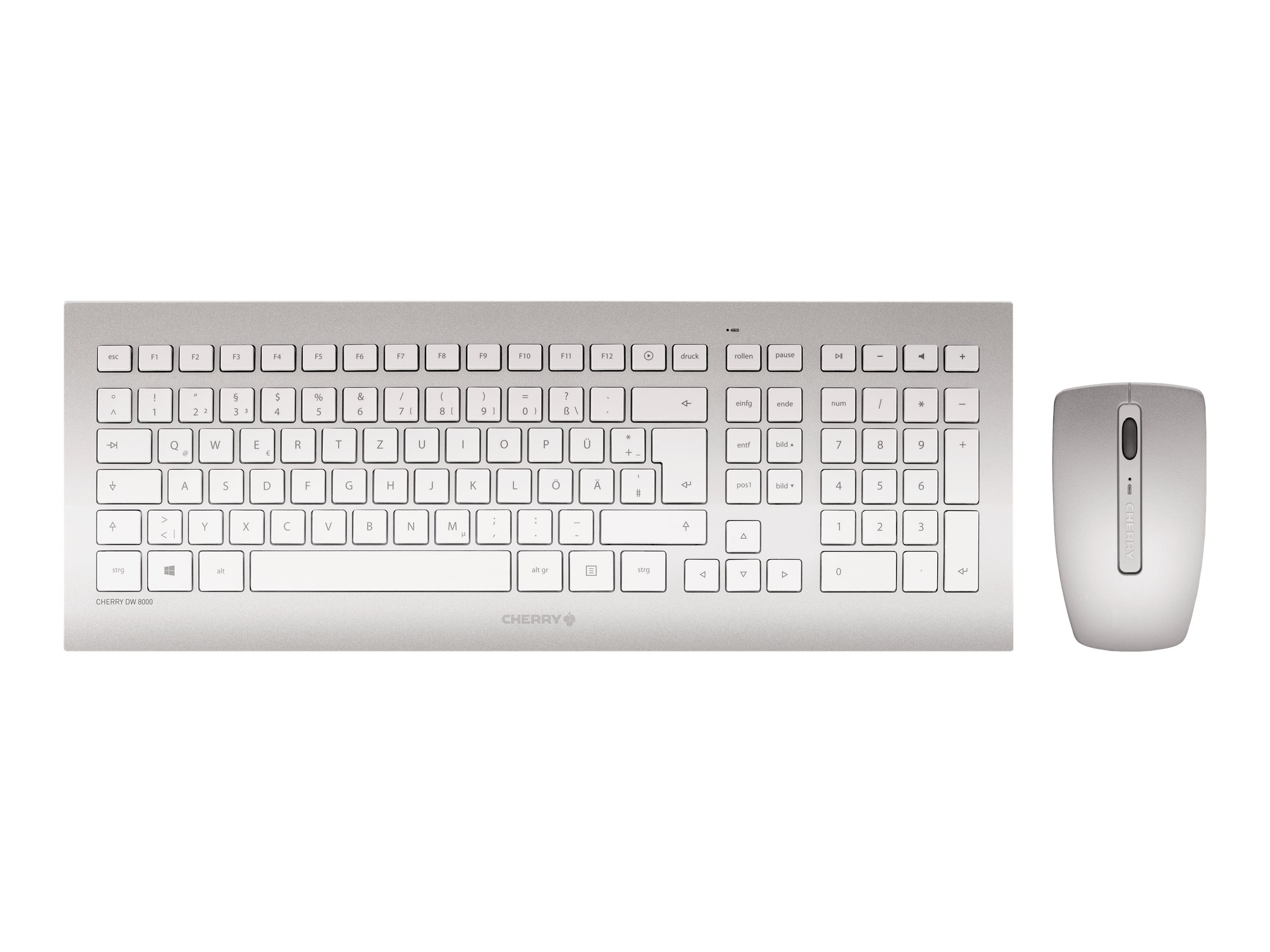 CHERRY DW 8000 Tastatur-Maus-Set kabellos weiss, silber CHERRY DW 8000 Tastatur-Maus-Set kabellos weiss, silber