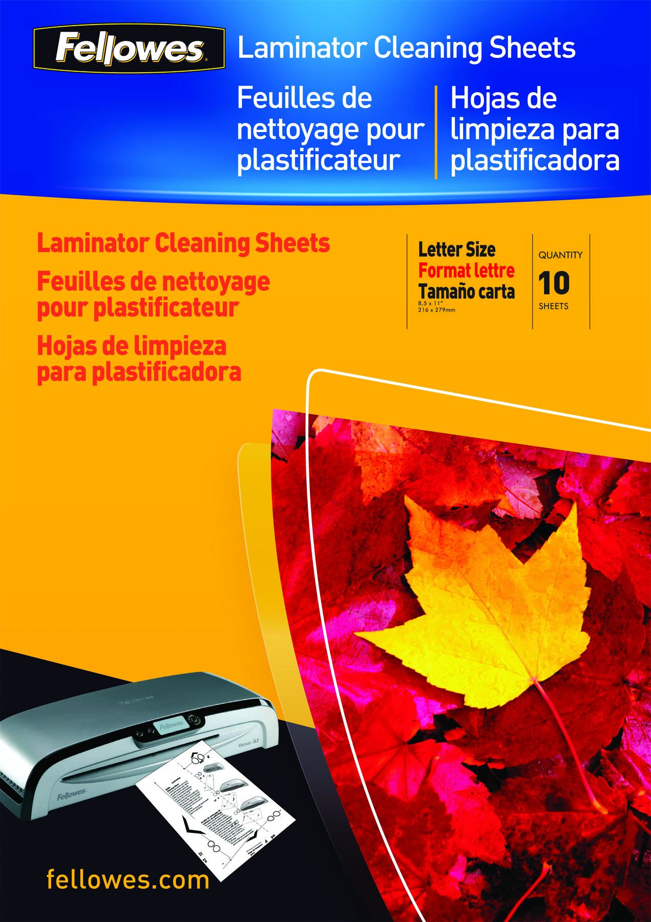 Fellowes ReinigungsblAetter fUer LaminiergerAete glAenzend fUer diverse Formate bis A3, 10 St