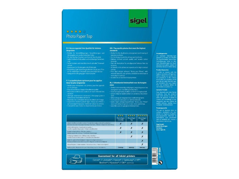 SIGEL Fotopapier IP664 DIN A4 hochglaenzend 125 g/qm 100 Blatt SIGEL Fotopapier IP664 DIN A4 hochglaenzend 125 g/qm 100 Blatt