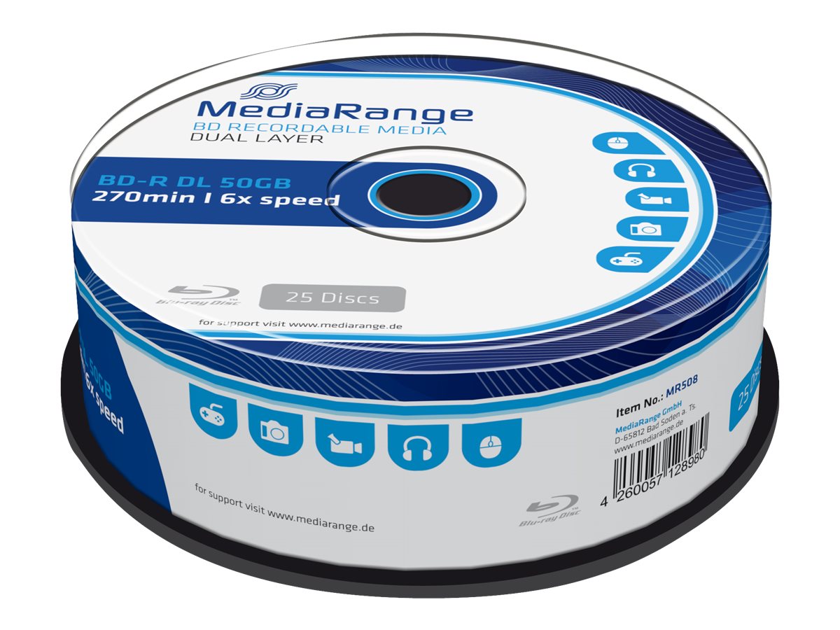 MEDIARANGE BD-R 50GB 6x (25) CB WORM MEDIARANGE BD-R 50GB 6x (25) CB WORM