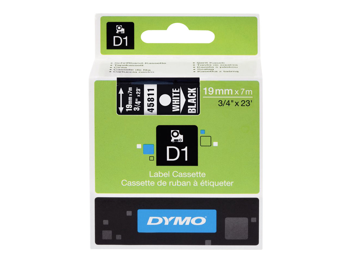 DYMO Schriftband D1 45811 S0720910, 19 mm weià auf schwarz DYMO Schriftband D1 45811 S0720910, 19 mm weià auf schwarz