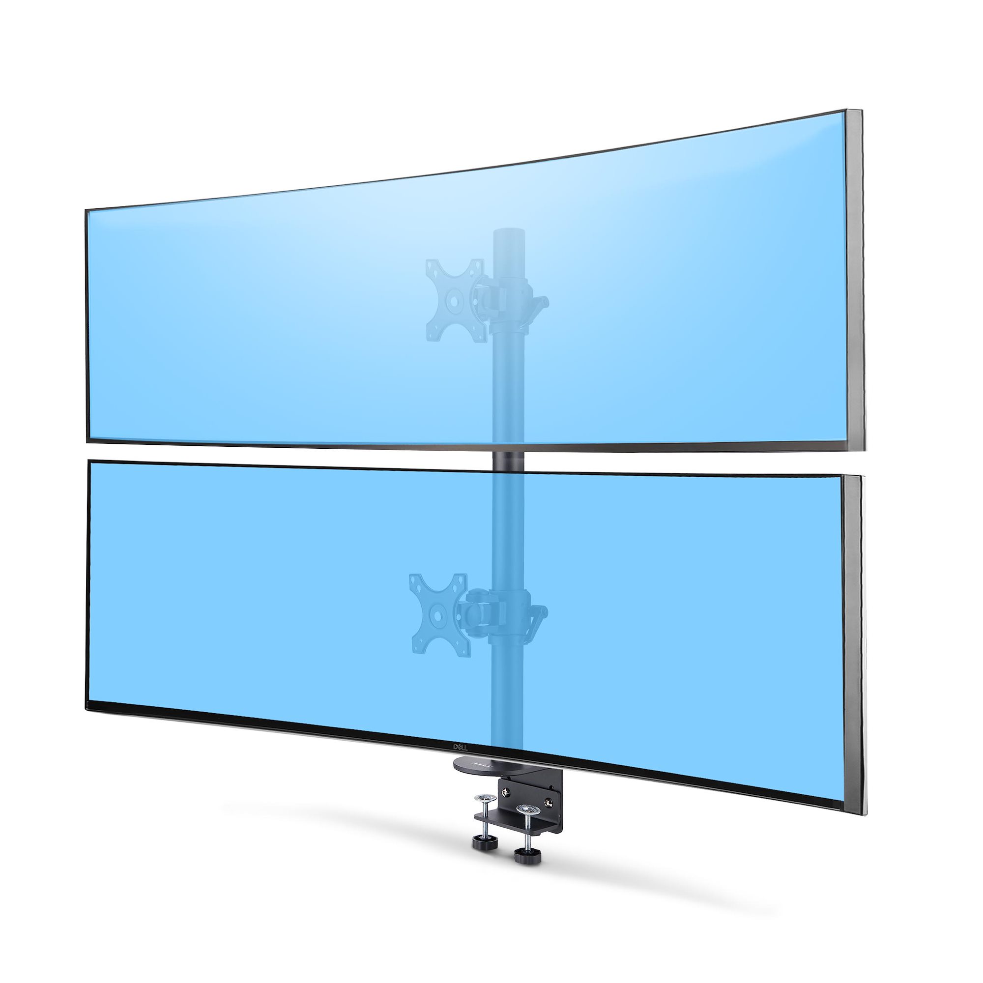 STARTECHCOM Dual Monitorhalterung 124,46cm 49Zoll fur 2 Vertikal Gestapelte Monitore 2x 16 kg VESA BildschirmhalterungMonitorarm