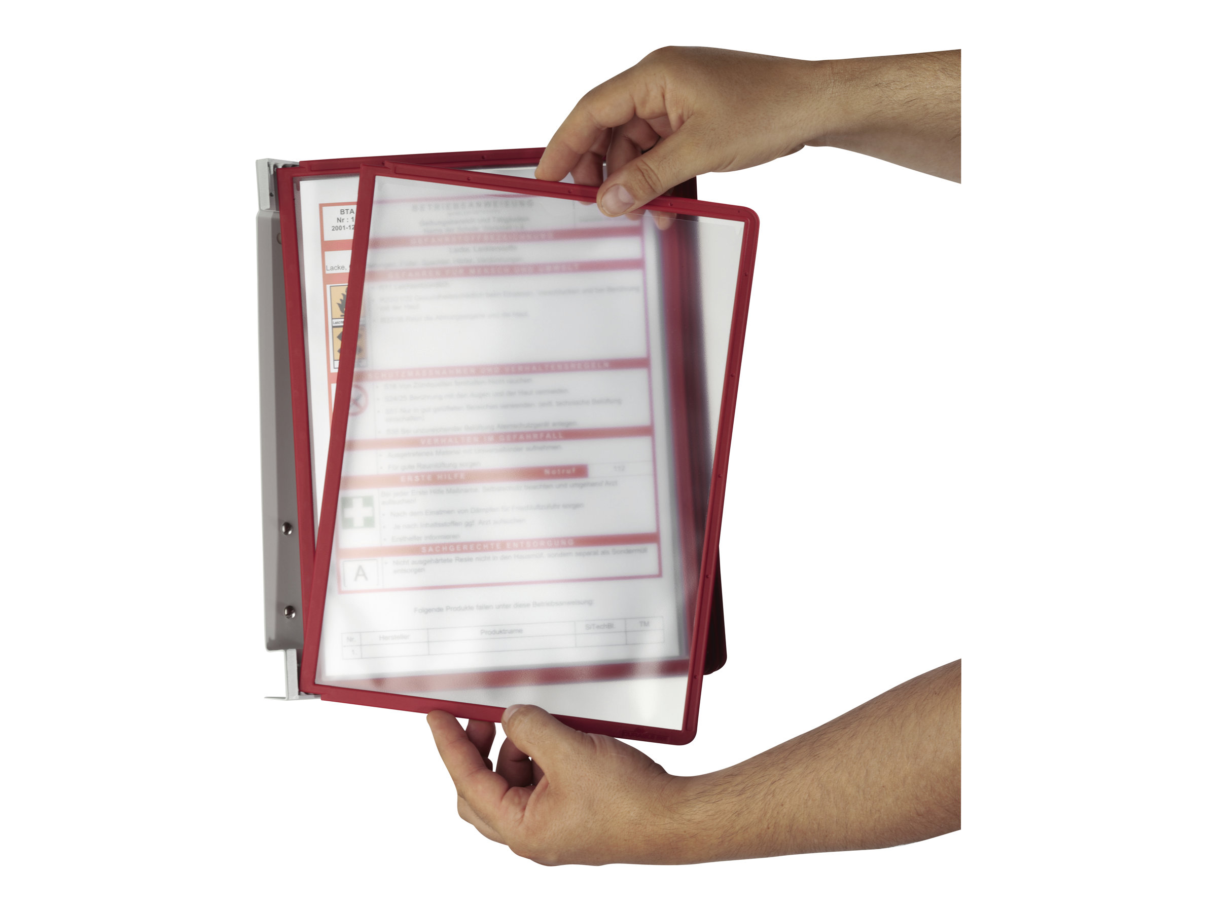 DURABLE Wand-Sichttafelsystem VARIO® WALL 555103 DIN A4 rot mit 5 St. Sichttafeln
