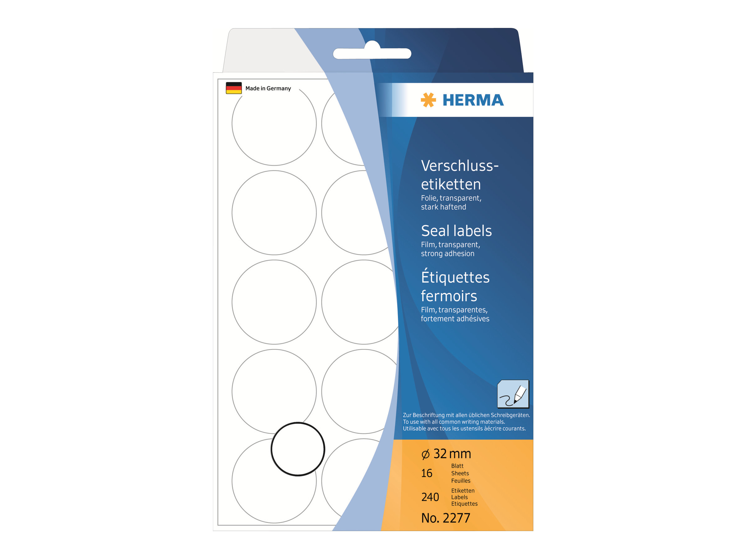 240 HERMA Folienetiketten 2277 transparent 32,0 x 32,0 mm
