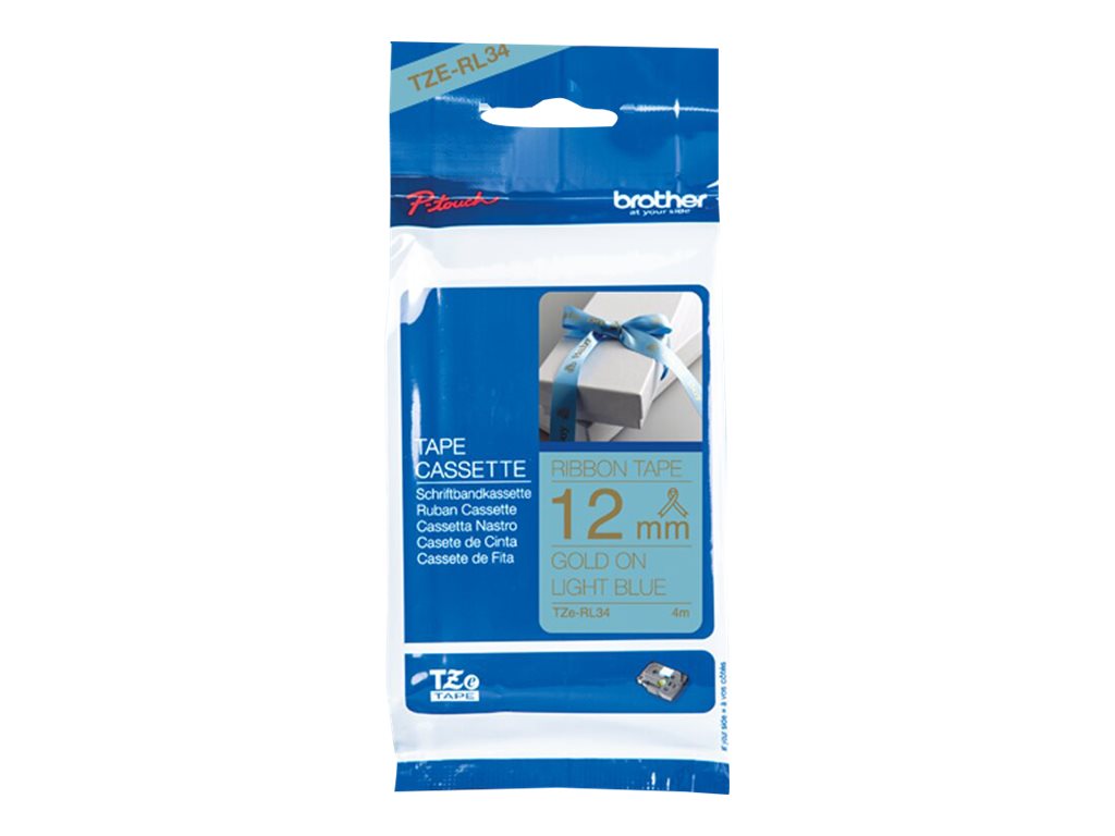 BROTHER PTouch 12mm light bluegold ribbon tape