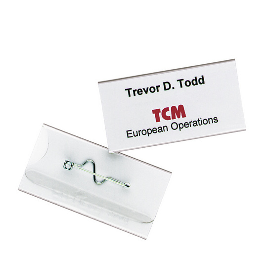 100 DURABLE Namensschilder mit Nadel 6,0 x 3,0 cm