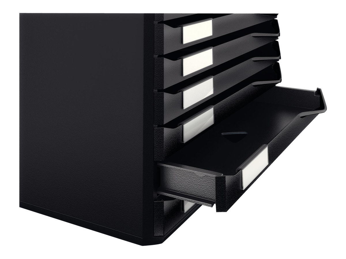 LEITZ Schubladenbox Formular-Set  schwarz 52940095, DIN A4 mit 10 Schubladen