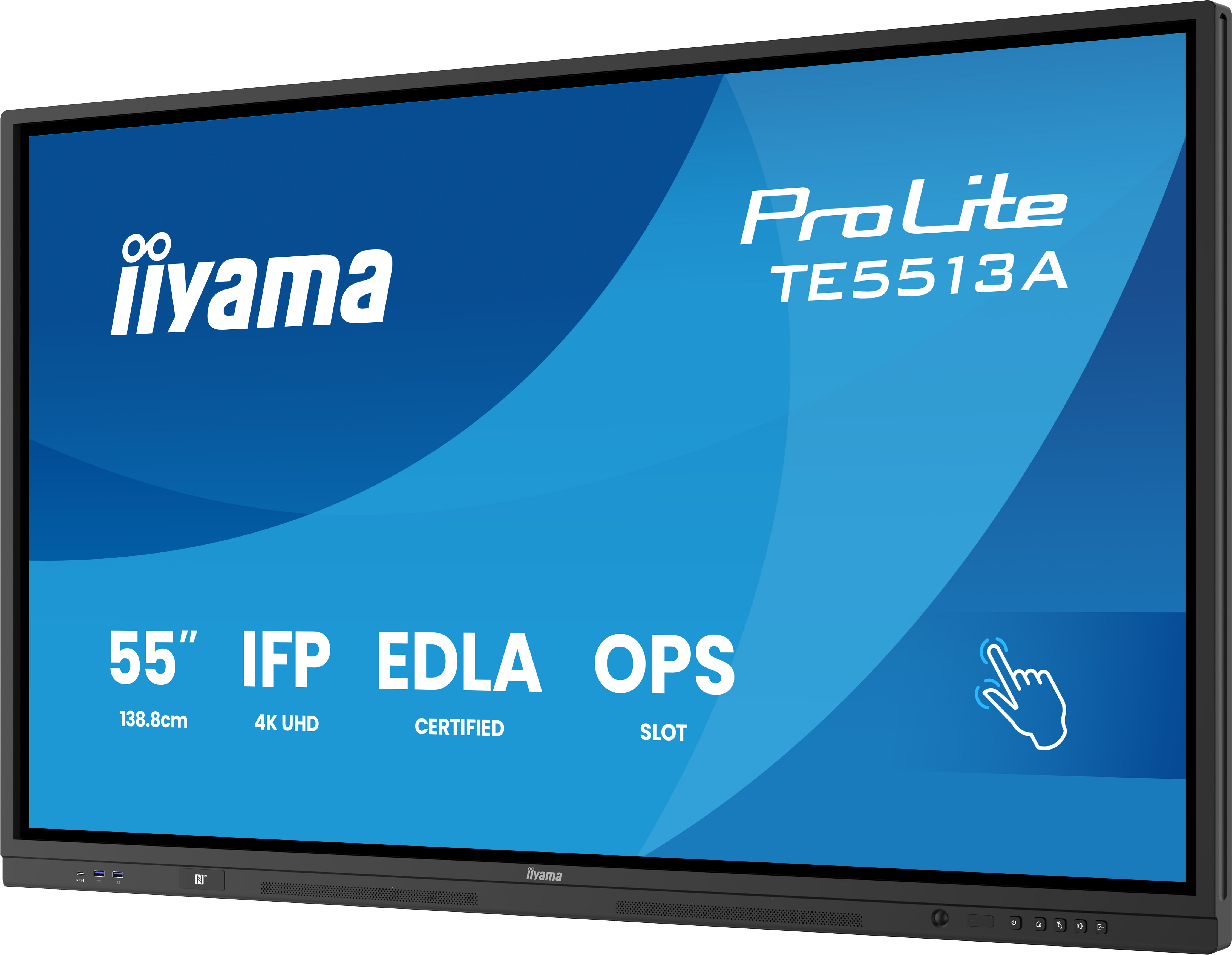 IIYAMA TE5513AB1AG 139,7cm 55Zoll iiWare21E EDLA GoogleGMSapps Android 14 8128GB 40Points PureTouch IR 3840x2160 UHD IPS