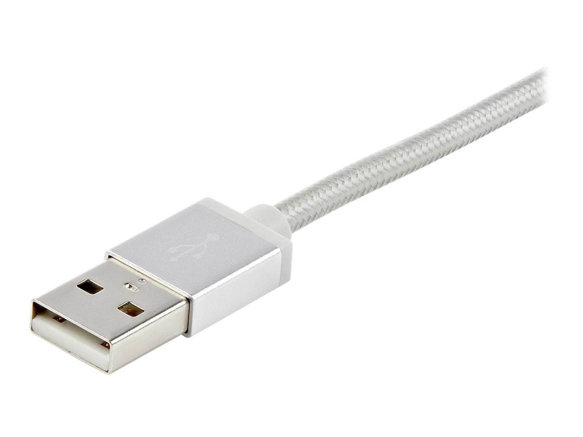 STARTECHCOM USB Lightning Kabel USBC MicroB Laddekabel 1m geflochten Silber USB auf Lightning Kabel USB zu USB C