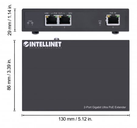 Intellinet 2-Port Gigabit Ultra PoE Extender 100m