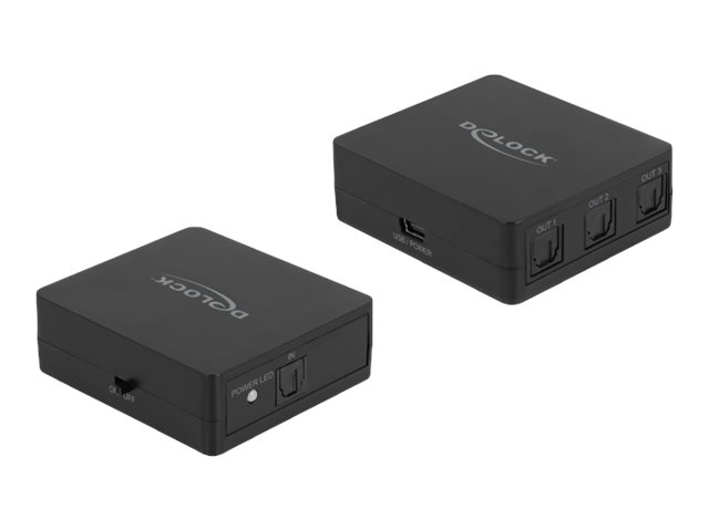 Delock SPDIF TOSLINK Splitter 1 In 3 Out mit USB Stromversorgung