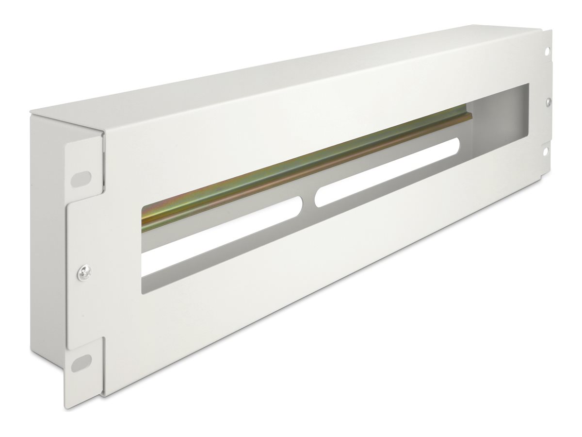 Delock 19 Schutzschalterleiste mit Abdeckung und Hutschiene 3 HE Metall grau