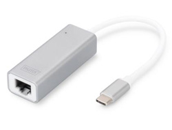 DIGITUS USB 3.0 Typ C Gigabit Ethernet Adapter Chipset RTL8153 20cm Kabel weiss
