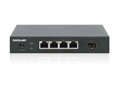 INTELLINET 5-Port Switch mit Vier 10/100/1000/2500 Mbit/s-RJ45-Ports ein 10G SFP+ Steckplatz Desktop-Format optionale Wandmontage