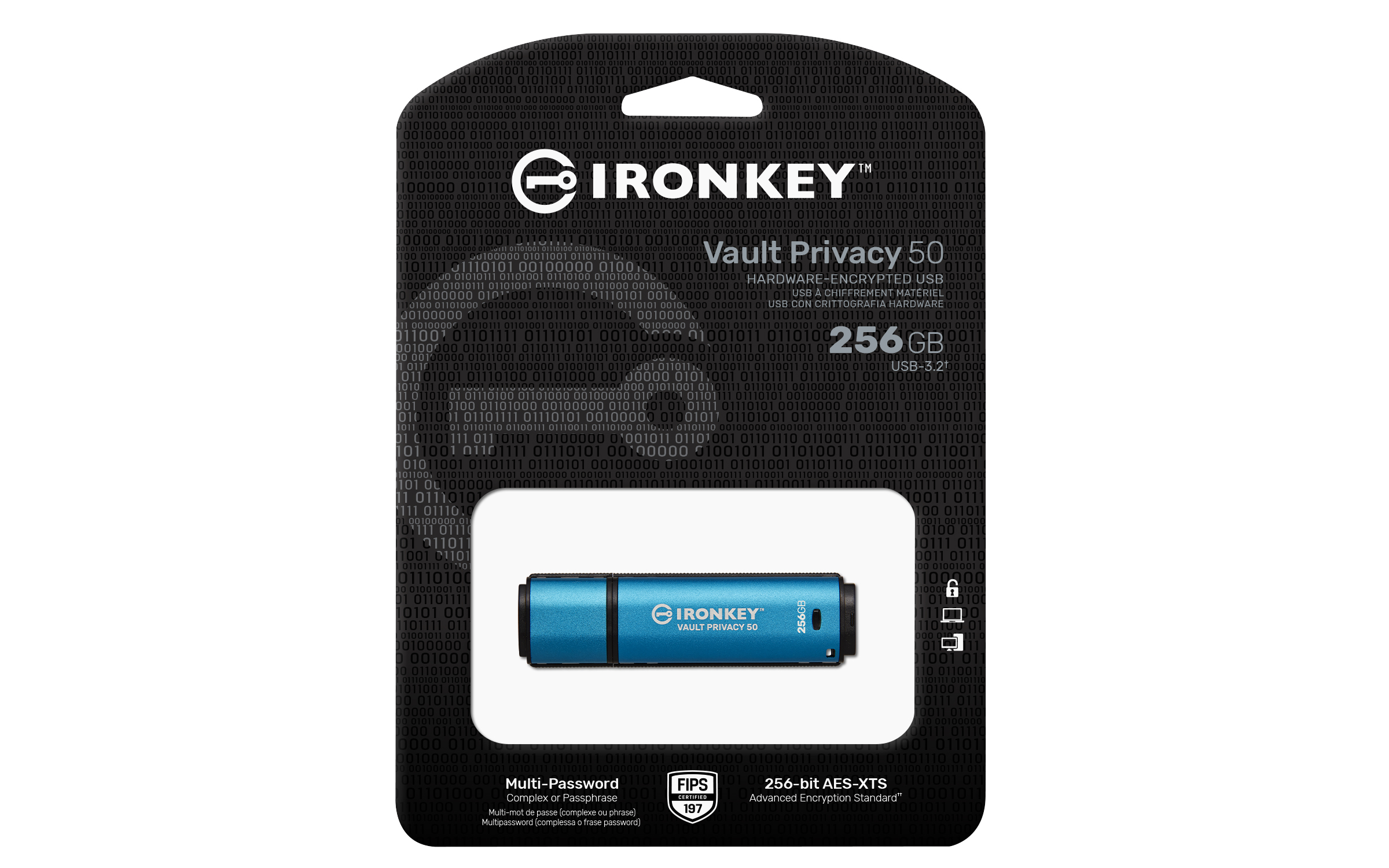 KINGSTON 256GB IronKey Vault Privacy 50 USB AES256 Encrypted FIPS 197