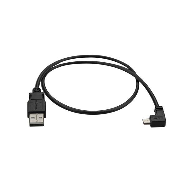 STARTECHCOM 05m Right Angle Micro USB Cable USB to Micro USB Cable USB Charger Cable Charge and Sync 24 AWG