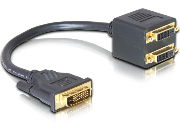 Delock Adapter DVI 25 Stecker zu 2x DVI 25 Buchse Delock Adapter DVI 25 Stecker zu 2x DVI 25 Buchse