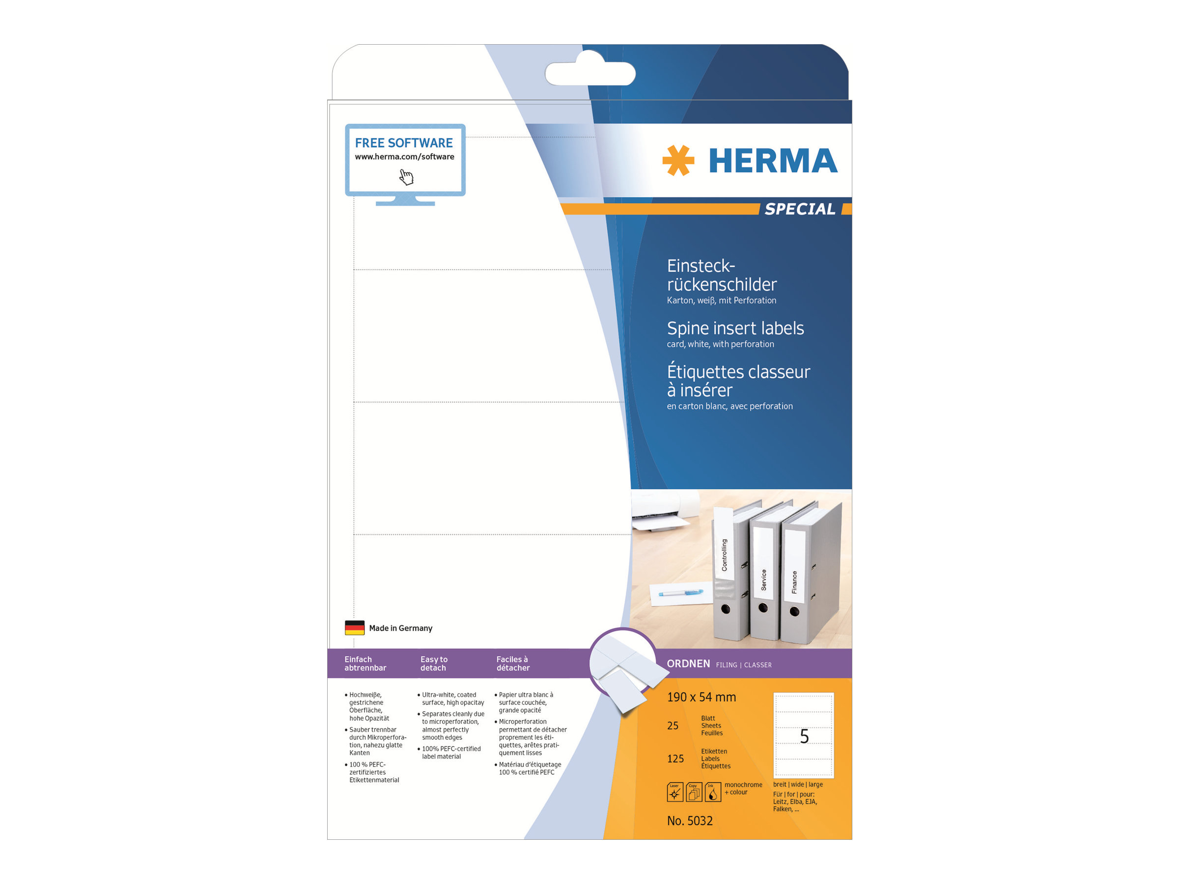 125 HERMA Einsteck-Rueckenschilder 5032 weiss fuer 7,0 - 8,0 cm Rueckenbreite 125 HERMA Einsteck-Rueckenschilder 5032 weiss fuer 7,0 - 8,0 cm Rueckenbreite