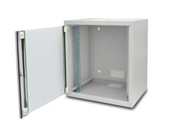 DIGITUS 48,3cm 19Zoll Wandschrank 12HE SoHoline RAL7035 grau H638mmxB600mmxT450mm mit Glastür keine abschliessbaren Seitenteile