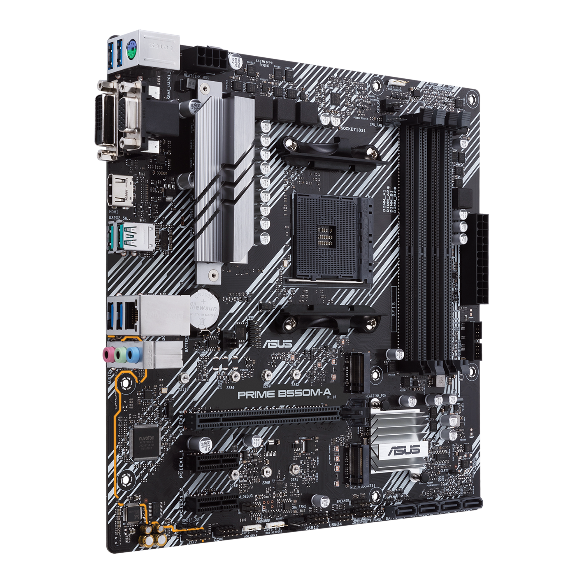 ASUS PRIME B550MA mATX MB dual M2 PCIe 40 1Gb Ethernet HDMIDSubDVI SATA 6Gbps USB32 Gen 2 TypeA