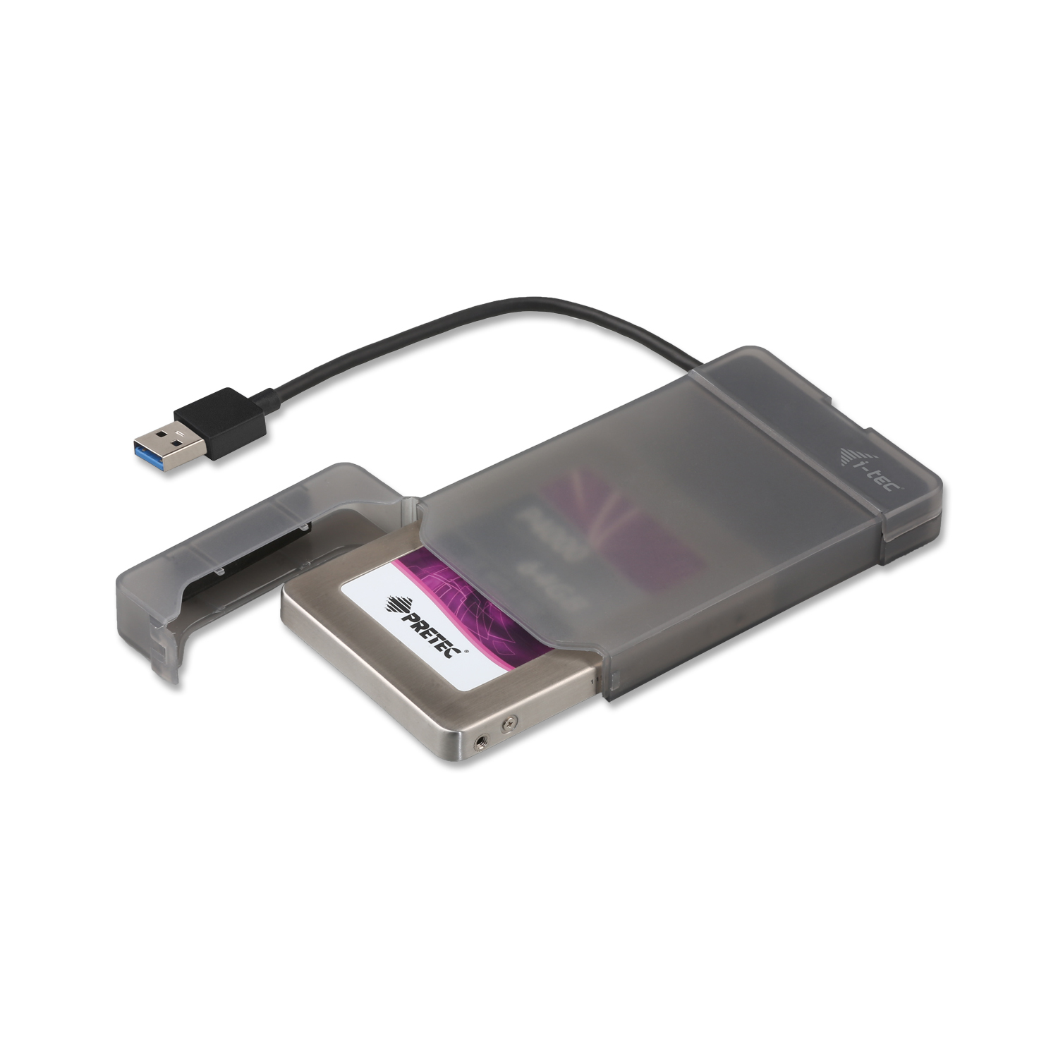 ITEC USB 30 Advance MySafe Easy Gehaeuse 6,4cm 2,5Zoll Festplattengehaeuse fuer SATA HDD Festplatten, integriertes Kabel, schwarz