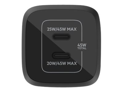 45W Dual USB-C GaN Ladegerät Power Deliver, PPS, blk 45W Dual USB-C GaN Ladegerät Power Deliver, PPS, blk