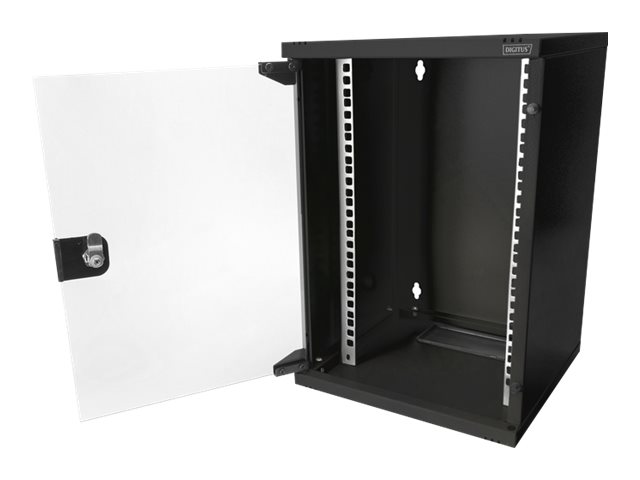 DIGITUS Wall Mounting Cabinet 25,4cm 10Zoll 9U 464x312x300mm color black RAL 9005