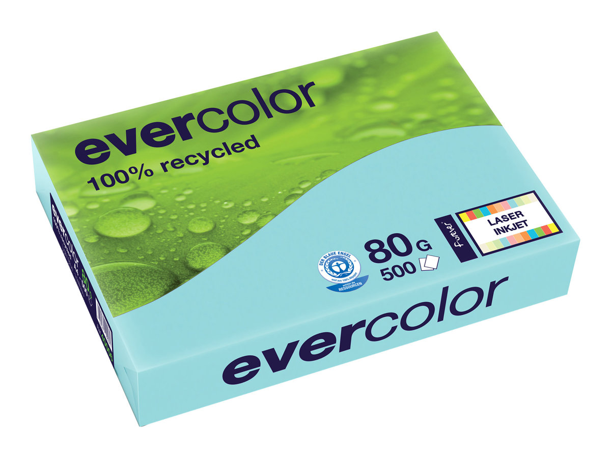 Clairefontaine Recyclingpapier Evercolor hellblau DIN A4 80 g/qm 500 Blatt Clairefontaine Recyclingpapier Evercolor hellblau DIN A4 80 g/qm 500 Blatt
