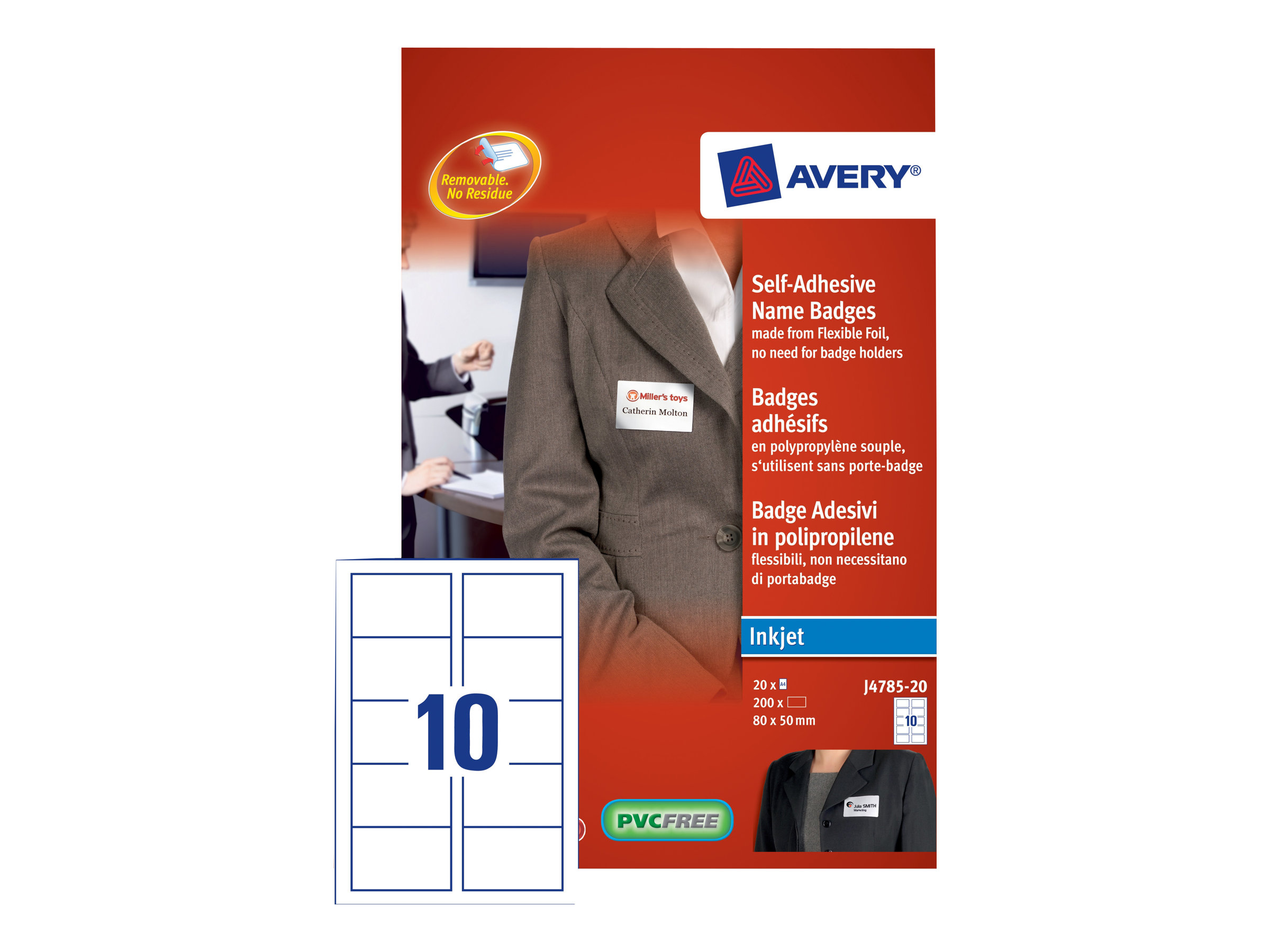 200 AVERY Zweckform Namensetiketten J4785-20 weiss 80,0 x 50,0 mm 200 AVERY Zweckform Namensetiketten J4785-20 weiss 80,0 x 50,0 mm
