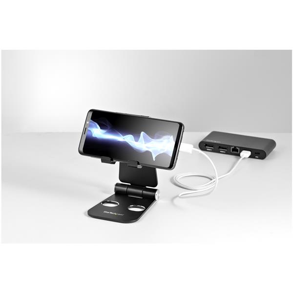 STARTECHCOM Phone and Tablet Stand Aluminum AdjustableFoldable Phone and Tablet Holder MultiAngle Black USPTLSTNDB