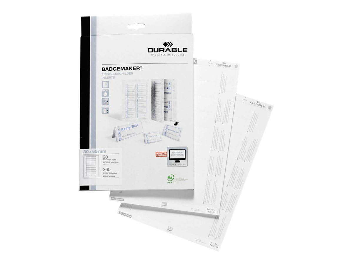 DURABLE Einsteckschilder fuer Namensschilder Badgemaker 6,5 x 3,0 cm, 360 St.