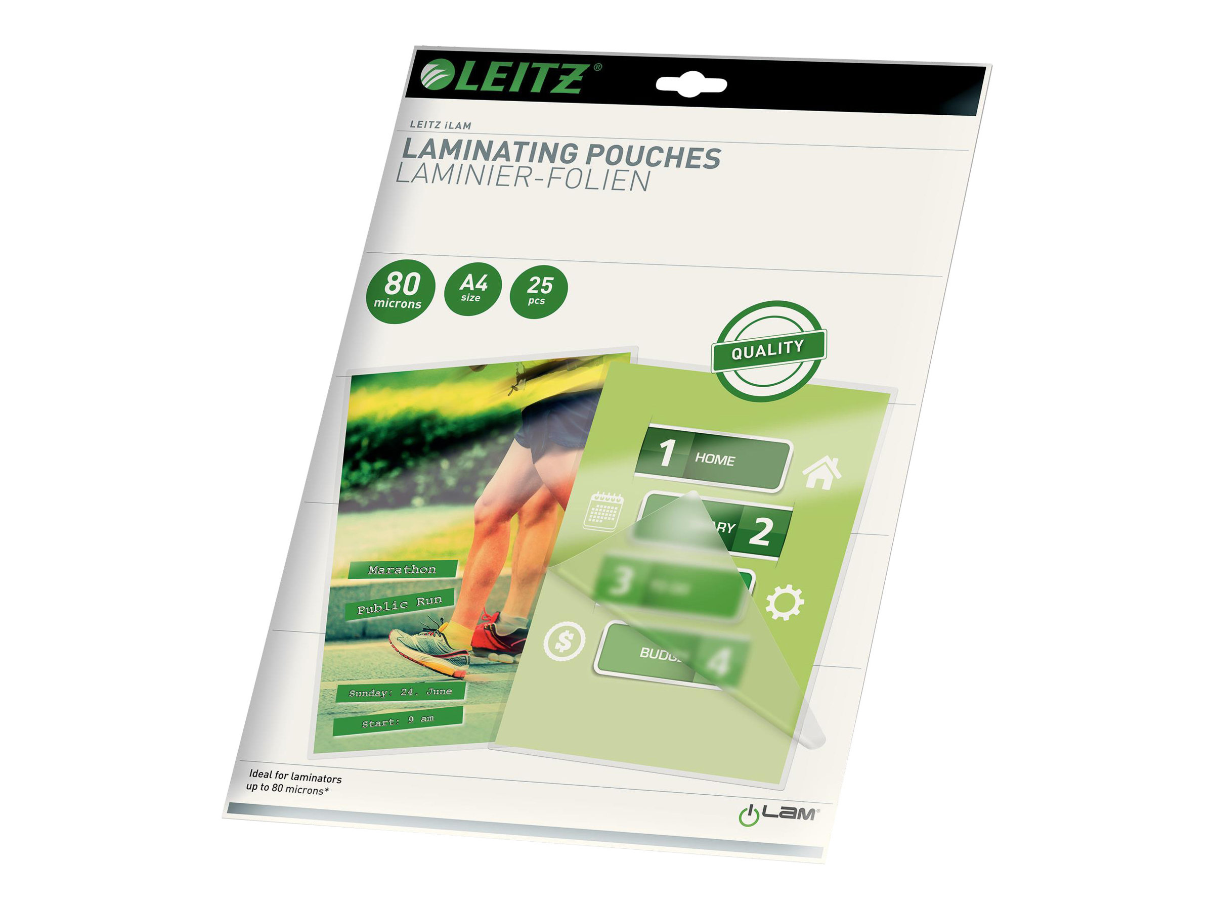25 LEITZ Laminierfolien glaenzend fuer A4 80 micron 25 LEITZ Laminierfolien glaenzend fuer A4 80 micron