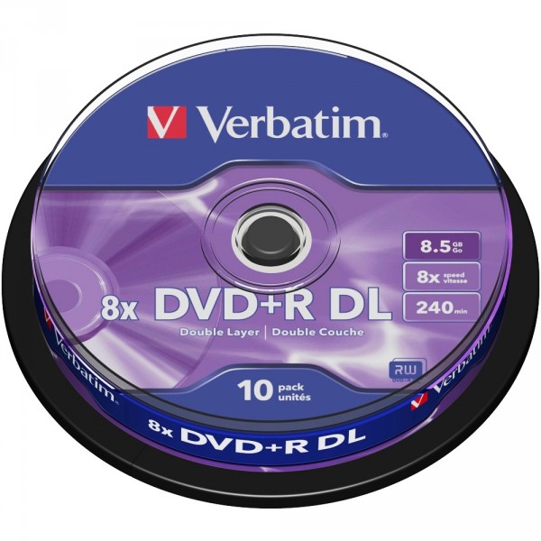 Verbatim DVD+R Rohlinge Double Layer 8.5GB Datenspeicher (10er Pack)