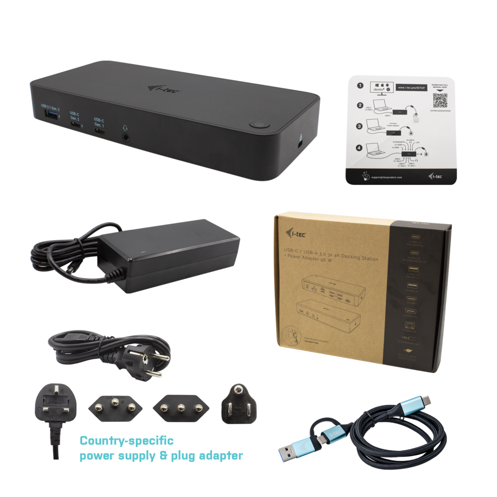 ITEC USB 30USBCThunderbolt 3x 4K Docking Station 3xHDMI 2xDP GLAN 2xUSBC 2xUSB 30 35mm Combo AudioMic PD 100W